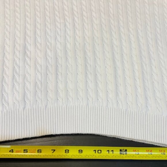 ✨ Lacoste White Cable Knit Sweater Size 9 – 100% Cotton – Classic Croc Logo ✨ - Picture 8 of 11